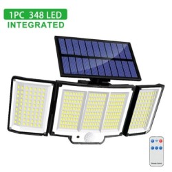 Solar Light kültéri 328/348 LED integrált szuperfényes mozgásérzékelő Erős teljesítmény IP65 Vízálló 3 üzemmód Kerti fal