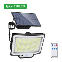 Solar Light kültéri 328/348 LED integrált szuperfényes mozgásérzékelő Erős teljesítmény IP65 Vízálló 3 üzemmód Kerti fal