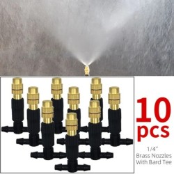 50-1pcs 4/7PVC Outdoor Misting Cooling System Garden Irrigation Watering 1/4'' Brass Atomizer Adjustable Garden Micro Sprinklers