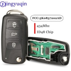 Távirányító kulcs 434MHz ID48 Chip 5K0837202AD/202Q VW Golf Tiguan Polo Passat CC SEAT Skoda Mk6 Octavia Jetta Bogárhoz