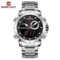 NAVIFORCE Top luxus eredeti sport karóra férfiaknak kvarc acél vízálló kettős kijelzős katonai órák Relogio Masculino