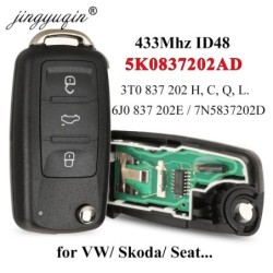 3BT Remote Flip key 434MHz ID48 Chip VW Volkswagen GOLF PASSAT Tiguan Polo Jetta Beetle Skoda Seat Car 5K0837202AD