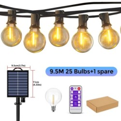 Solar String Lights kültéri G40 teraszvilágítás LED-es törésálló izzókkal, időjárásálló függőlámpák a háztáji bisztróhoz