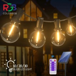 Solar String Lights kültéri G40 teraszvilágítás LED-es törésálló izzókkal, időjárásálló függőlámpák a háztáji bisztróhoz