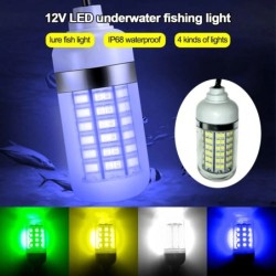 12V LED-es horgászlámpa 100W Ip68 csali halkereső lámpa 108 led 2835SMD garnélarák tintahal krill 4 színű víz alatti fény