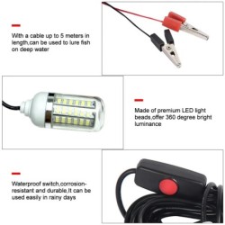 12V LED-es horgászlámpa 100W Ip68 csali halkereső lámpa 108 led 2835SMD garnélarák tintahal krill 4 színű víz alatti fény