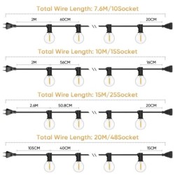 Törésálló G40 Fények Garland 220V 110V Led Fényfüzér E12 Vízálló Csatlakoztatható karácsonyi kerti kültéri dekorációs lámpa