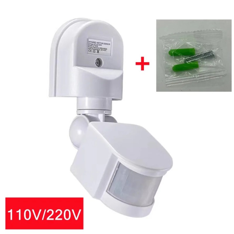 12V mozgásérzékelő 220V/110V PIR mozgásérzékelő Automata infravörös falra szerelhető időzítő kültéri 24V LED mozgásérzékelő fény