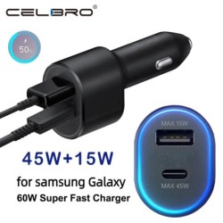 60w Samsung Super Fast autós töltőhöz Pd Usb Type C Port Auto Cargador 45w Galaxy S24 S23 + S22 5g S21 Note 20 10 Z Flip3 A52