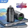 Olaf Mini 100W PD QC húzógyűrű Gyorstöltő autós töltő USB C autós telefon töltő adapter iPhone 13 12 Xiaomi Samsung Huawei készü