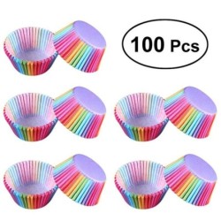 100db Cupcake papírpoharak Sütőformák Szivárványos bélés Cupcake Muffin tokok Papír torta Esküvői Party díszítő cupcake tokok