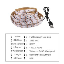 DC 5V USB LED Grow Light teljes spektrumú növényi fény LED szalag fito zöldség virág palánta termesztő lámpa