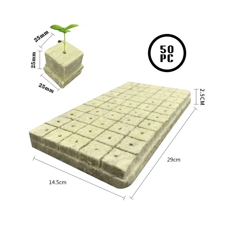 50db 25x25x25mm kőgyapot hidroponikus tápközeg kockák növényi kockák talajmentes aljzat magozott kőzetgyapot dugó palánta tömb