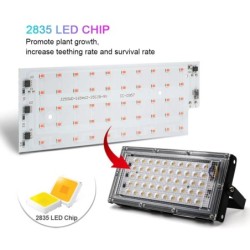 Teljes spektrumú LED Grow Light fitolámpa AC 220V 50W 100W 150W EU csatlakozóval üvegházhatású hidroponikus növények növekedéséh