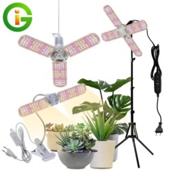 24W 36W 48W összecsukható LED Grow Light teljes spektrumú E27 növénytermesztő fény fitolámpa izzó beltéri növényekhez virágpalán