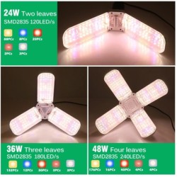 24W 36W 48W összecsukható LED Grow Light teljes spektrumú E27 növénytermesztő fény fitolámpa izzó beltéri növényekhez virágpalán