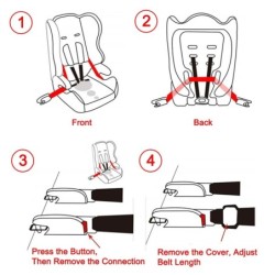 Autós gyermekbiztonsági öv 2 pontos Isofix/Retesz interfész csatlakozási heveder rögzítő pánt Állítható biztonsági öv hosszabbít