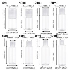 10 DB 10 20 30 ml 50 60 100 ml újratölthető átlátszó flakon műanyag hordozható kinyomható palack sampon balzsam utazási tartály