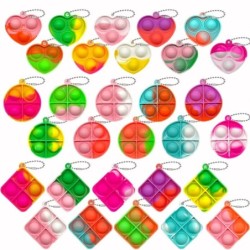 30 DB Pop Fidget Toys Mini Pop Kulcstartók Tipegő Játékok Fidgets Csomag Érzékszervi játékok Tömeges csomagok Csökkentik a nyomá