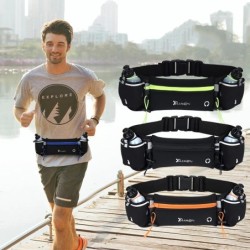 Férfi/női maratoni futás derékcsomag telefon vizespalackhoz Sport Fanny Pack Fitness dupla zsebes futóöv deréktáska