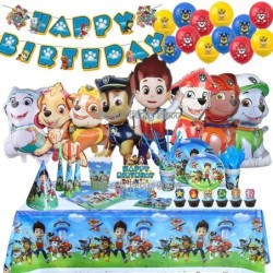 PAW Patrol születésnapi buli dekoráció Új verzió Léggömb szett Eldobható étkészlet Gyerekeknek Rendezvény kellékek Banner Háttér