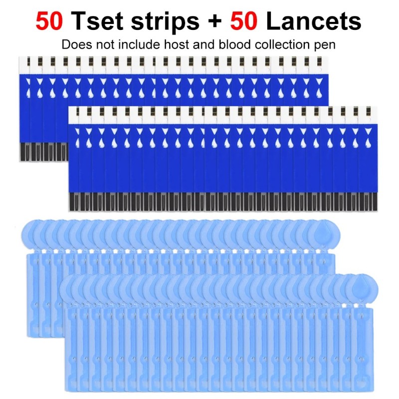 INSMART vércukormérő glükométer készlet cukorbetegség teszter 50 tesztcsík lándzsa Orvosi vércukormérő