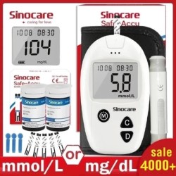 Sinocare Safe-Accu vércukormérő glükométer készlet cukorbetegség teszter 50/100 tesztcsík lándzsa orvosi vércukormérő