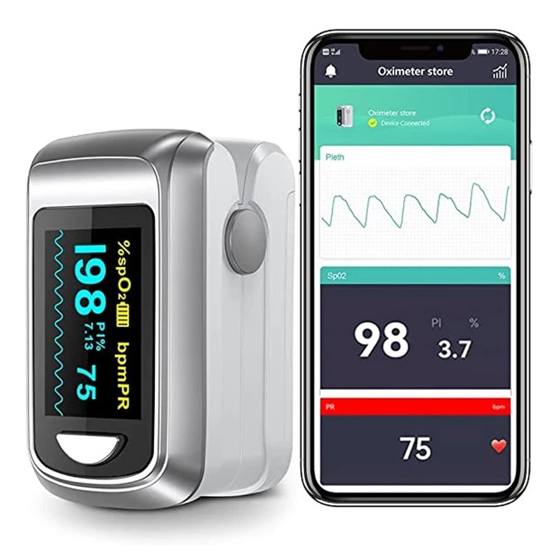 HealthTree Finger Pulzoximéter Vér Oxigén Telítettség SpO2 PI Oximetro De Dedo Pulsioximetro Oxymeter Bluetooth APP Control