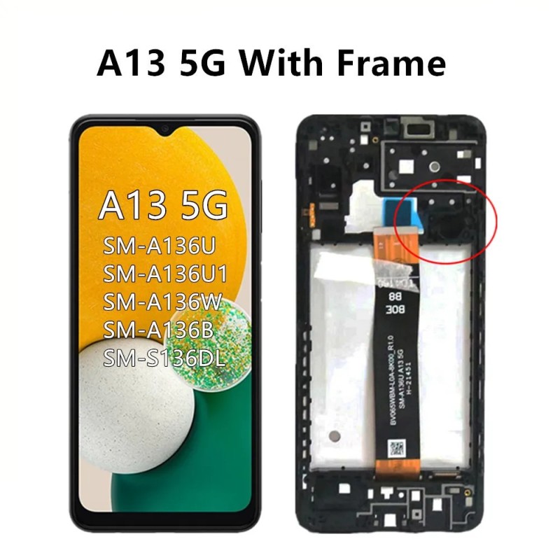 A13 kijelző Samsung Galaxy A13 4G 5G LCD kijelző érintőképernyős digitalizáló egység Samsung A135 A135F A135U A137 A136U készülé