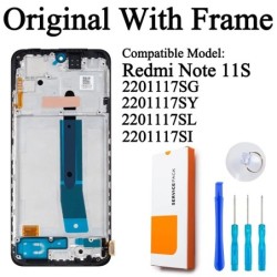 2201117TG 2201117SG Premium LCD Xiaomi Redmi Note 11 kijelzőhöz, érintőképernyős digitalizáló panel egység Redmi Note 11S LCD-he