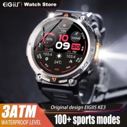 EIGIIS KE3 okosóra 3ATM vízálló eredeti kialakítás férfiaknak Bluetooth hívás egészségügyi monitor zseblámpával 100+ sport módda