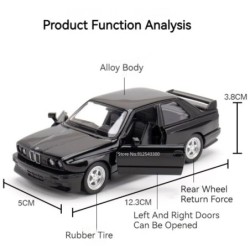 1/36 BMW M3 1987 Ötvözet Játékok Autómodell Fémöntvények Játékjárművek Eredeti, Kifinomult belső visszahúzás 2 ajtós, nyitott gy