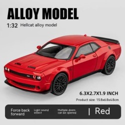 Dodge Challenger Hellcat játékautó 1:32 méretarányú fémöntvényes játékautókhoz, visszahúzható Hellcat modellautók hanggal és fén