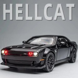 Dodge Challenger Hellcat játékautó 1:32 méretarányú fémöntvényes játékautókhoz, visszahúzható Hellcat modellautók hanggal és fén