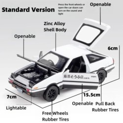 1/32 Initial D AE86 Toy Car Diecast Toyota Miniatűr Modell Hátrahúzható Hang Fény ajtók Nyitható Oktatási Gyűjtemény Ajándék Gye