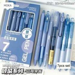 7db Kawaii Pen Black Ink Gel Pens Kétfejű kiemelő Esztétikus írószer tollkészlet Golyóstoll Vissza az iskolába