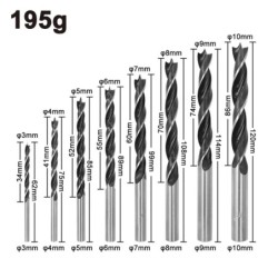 8db 3-10 mm-es három hegyes famegmunkáló fúró egyenáramú ágfúró fúrás elektromos fúrószár fúró csavart fúrószerszám műanyag dobo