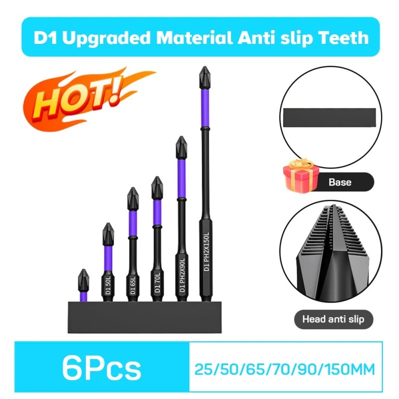 6/12 DB mágneses adagolófejű PH2 keresztcsavarhúzó készlet ütőfúró csavarhúzó ötvözött acél csúszásmentes kereszt csavarhúzó 25-