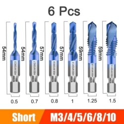 6db M3M10 csavarmenetes fúrószár Hss menetfúró mosogató, metrikus nagysebességű acél 1/4 hüvelykes gyorscsere hatlapfejű szerszá