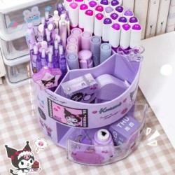 Miniso Sanrio forgatható tolltartó tárolódoboz íróasztal rendszerező és Kawaii Sanrio Cinnamoroll matricák Aranyos írószer tárol