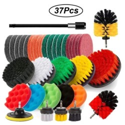 3Pcs/Set Electric Scrubber Brush Drill Brush Kit Plastic Round Cleaning Brush For Carpet Glass Car Tires Nylon Brushes 2/3.5/4''