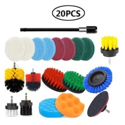 3Pcs/Set Electric Scrubber Brush Drill Brush Kit Plastic Round Cleaning Brush For Carpet Glass Car Tires Nylon Brushes 2/3.5/4''