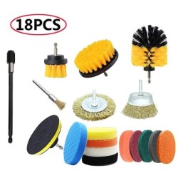 3Pcs/Set Electric Scrubber Brush Drill Brush Kit Plastic Round Cleaning Brush For Carpet Glass Car Tires Nylon Brushes 2/3.5/4''