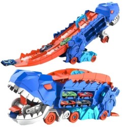 Új termék összecsukható dinoszaurusz Transporter Car Toys versenyképes játék tekercs fröccsöntött autók fogyasztására és tárolás