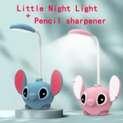 Disney Lilo & Stitch Led Desk Lamp With Pencil Sharpener Foldable Light Cute Desk Lamp Usb Recharge Light Gift From Classmates