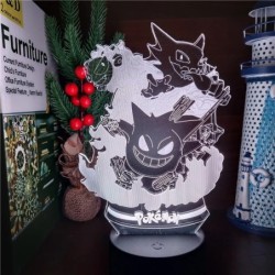 Pokemon Gengar Haunter Gastly 3D lámpa Anime LED éjszakai lámpa USB színváltó Luminaria Illusion alvó asztali lámpák gyerekeknek