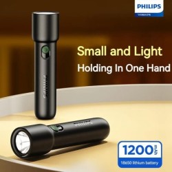 Philips 2024 új EDC hordozható zseblámpa, újratölthető LED-es zseblámpák a Defensa személyes önvédelmi kempingezéshez, túrázásho