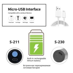 USB újratölthető LED-es zseblámpa LED-del, beépített 1200mAh lítium akkumulátorral vízálló kempinglámpa, nagyítható zseblámpa