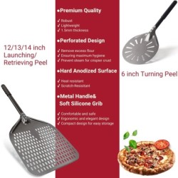 6&12 13 14  Inch Pizza Set Perforated Shovel Paddle Pizza Oven Turning Peel Hard  Anodized Pizza  Baking Kitchen Tool Spatula