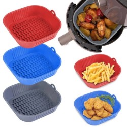 21 cm-es szilikon légsütő edénytálca BBQ barbecue pad tányér Airfryer sütő sütőforma kosár élelmiszer-biztonságos újrafelhasznál